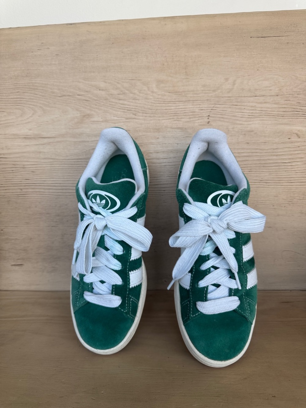 Campus Adidas Green Suede Sneakers with White Stripes